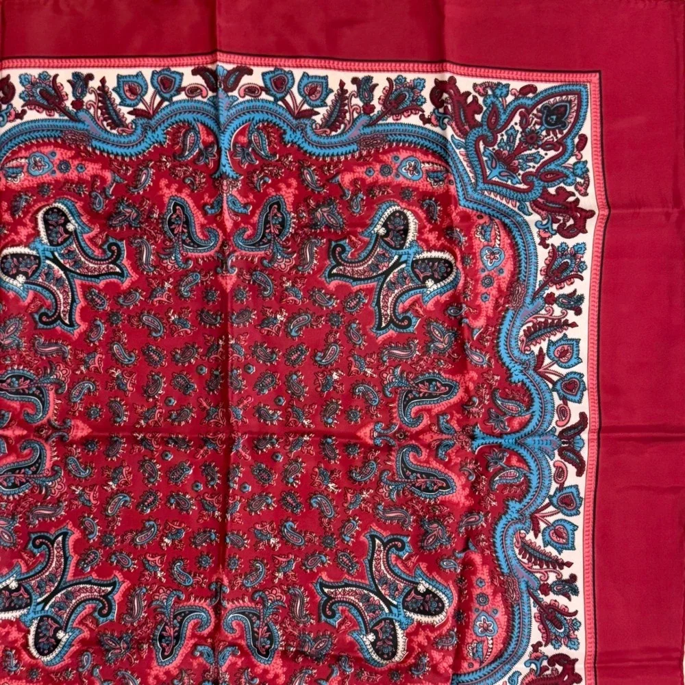Morsly Vintage Paisley Square‎ Scarf Womens Red Cottagecore Classic Dark Japan